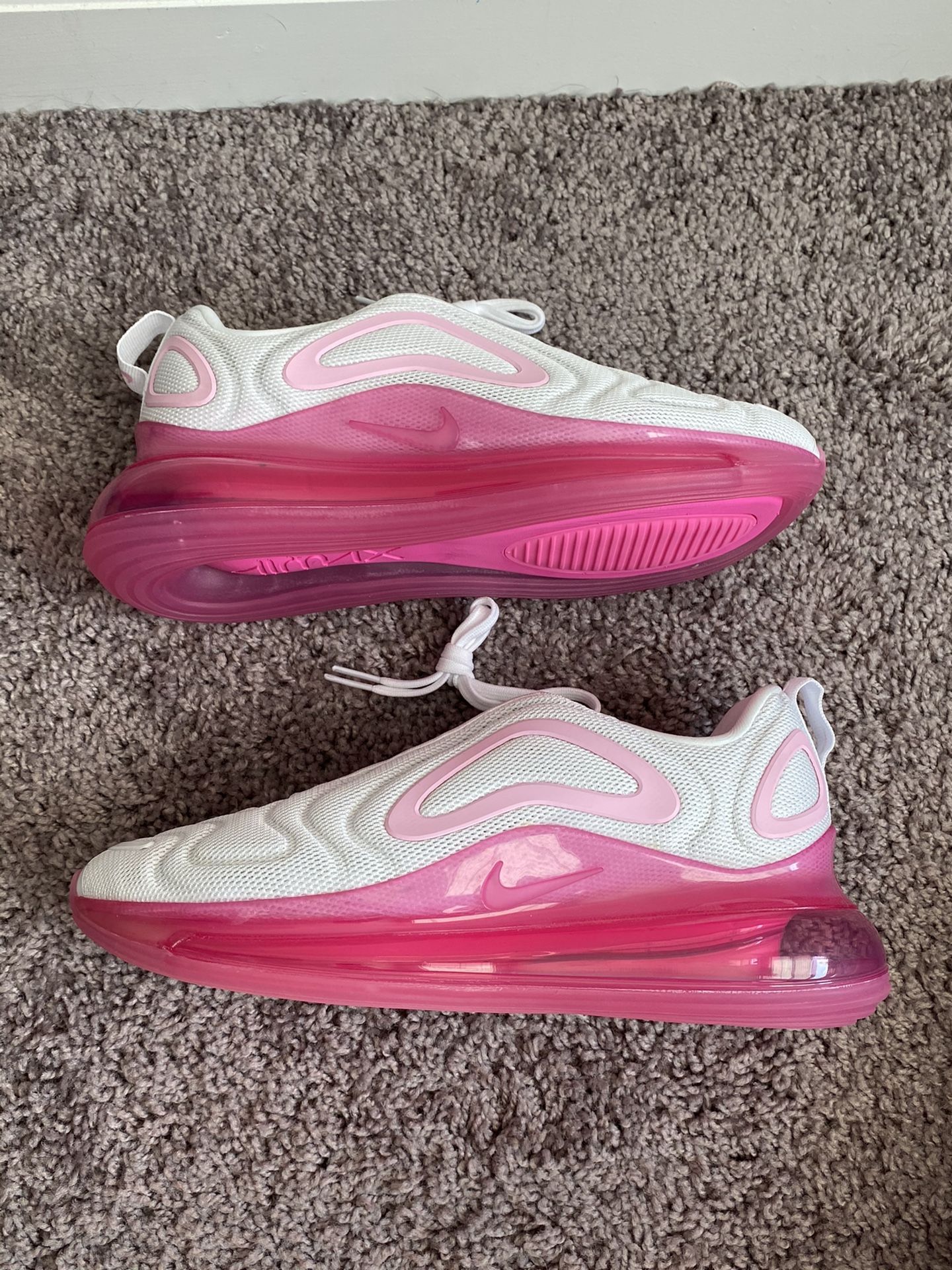 Nike Air Max 720 White Laser Fuchsia Pink Rise Shoes AR9293-103 Womens US Size 8