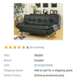Black, Futon Sofa Bed