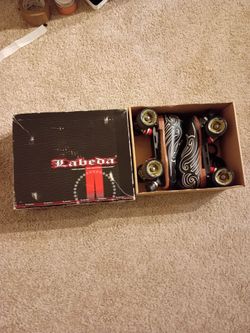 Labeda Unisex Roller Speed Skates, Black (Women's Size 6) (Men Size 5) LEATHER
