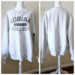 Size Medium J America Grey Adrian College Unisex Sweatshirt Pullover. 80% Cotton, 20% Polyester. 

Meausres 24" (48") Pit to Pit with a Small Amount o