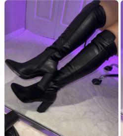 Leather knee high boots