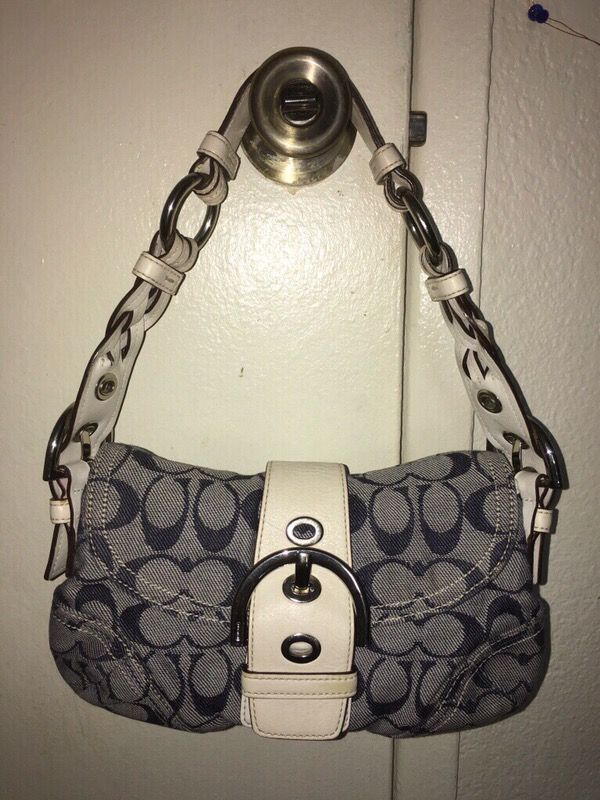 Authentic Coach SOHO Denim & Braided Leather Handbag Purse