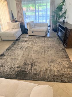 Large Abstract Area Rug Gray Brown