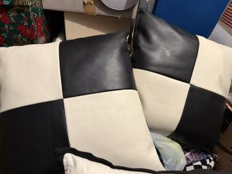 Leather Checkered Black And White Pillows