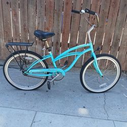 LIGHTWEIGHT BEACH CRUISER BIKE WITH REAR RACK 