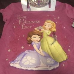 Disney- Princess Sofia the first T-shirt size 5/6 and Tiara New with tags attach  Serious buyers only  Pick up location in the city of Pico Rivera  