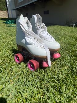 White Roller Skates with Pink Wheels