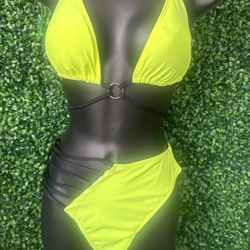 Black/Neon Green Swim Set