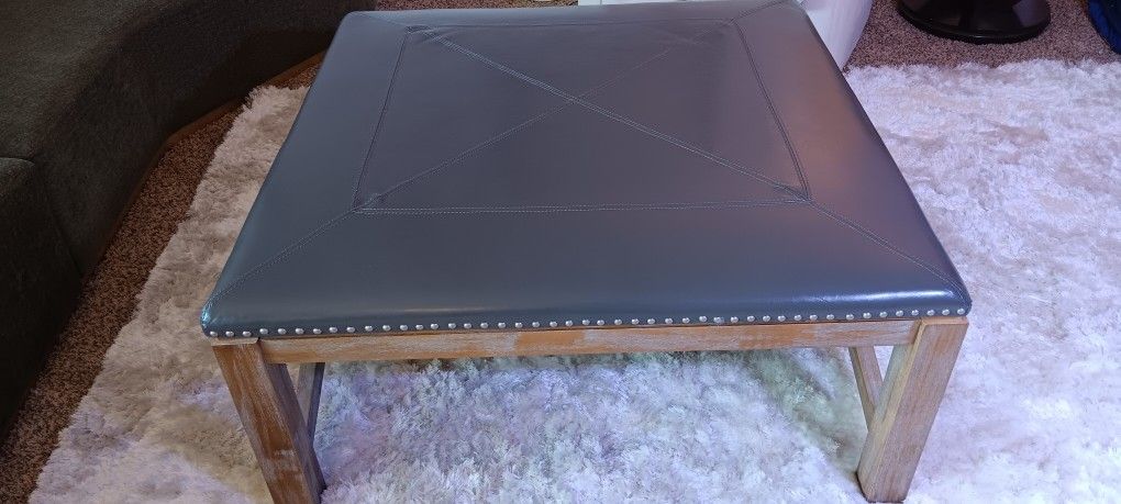 Real Leather Farmhouse Square Coffee Table