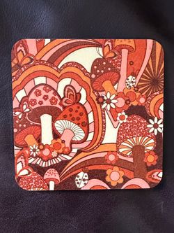 Groovy Retro 70s Print Mushroom Coaster