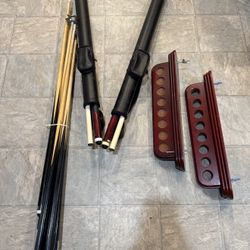 Pool Table Sticks and Stand 