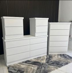 Dresser,  Chest And 2 Nightstands - Cómoda,  Gavetero Y 2 Mesitas de noche