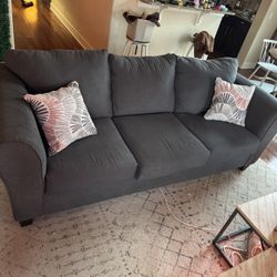 Dark Grey Couch with Throw Pillows