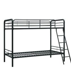 Twin Over Twin Bunk Bed W/ Mattresses 