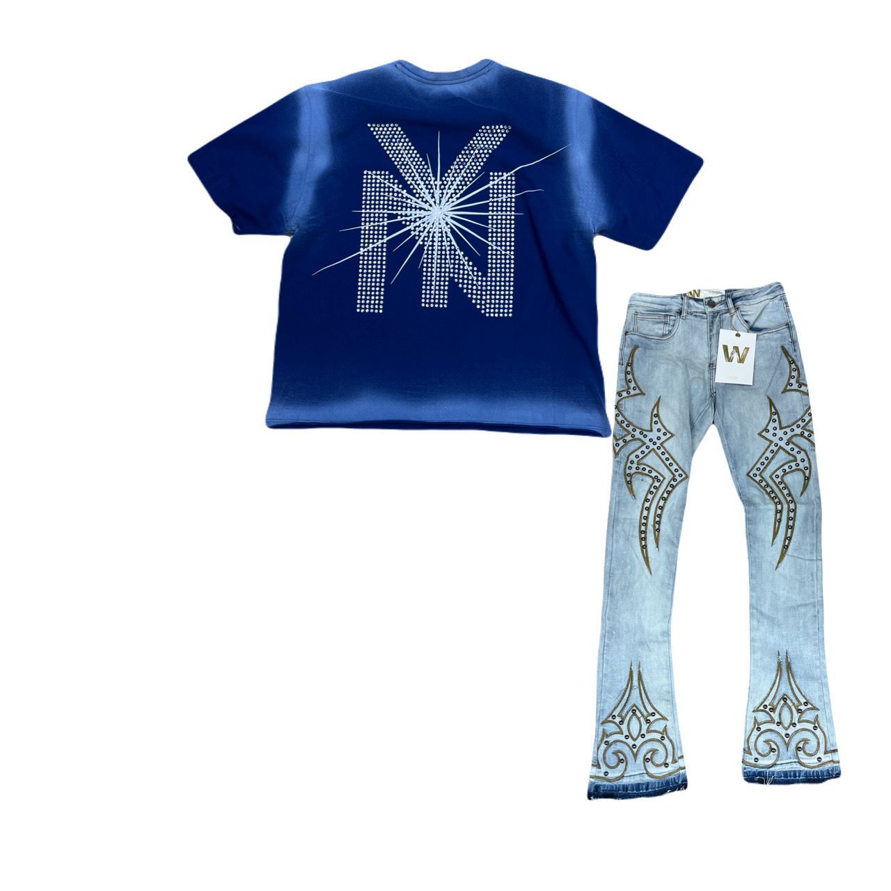 Men's shirt and jeans outfit