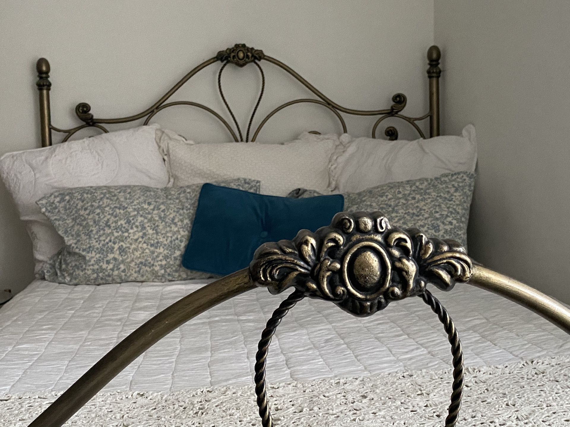 Iron Metal Antique Headboard + Queen Frame (box spring included for free!)