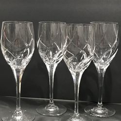 Olympus MIKASA Set of 4 Crystal Water Goblets Discontinued 9” Tall . 