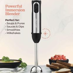 Powerful Immersion Blender, Electric Hand Blender 500 Watt with Turbo Mode