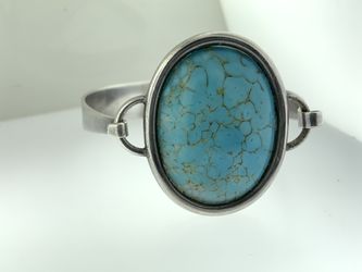 JM Forge Silver & Turquoise Center Piece Cuff Bracelet~33 Grams~Estate