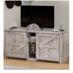 Tv Stand With Enclosure For 2 Litter Boxes