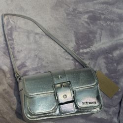 Steve Madden, Small, Shoulder Purse, Silver Metallic
