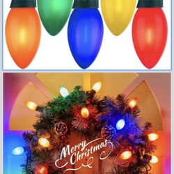 Vintage C9 LED Christmas Lights Outdoor Multicolor, 50 Feet C9 String Lights for Christmas Tree Roofline Holiday Party Indoor Outdoor Garden Patio Bac