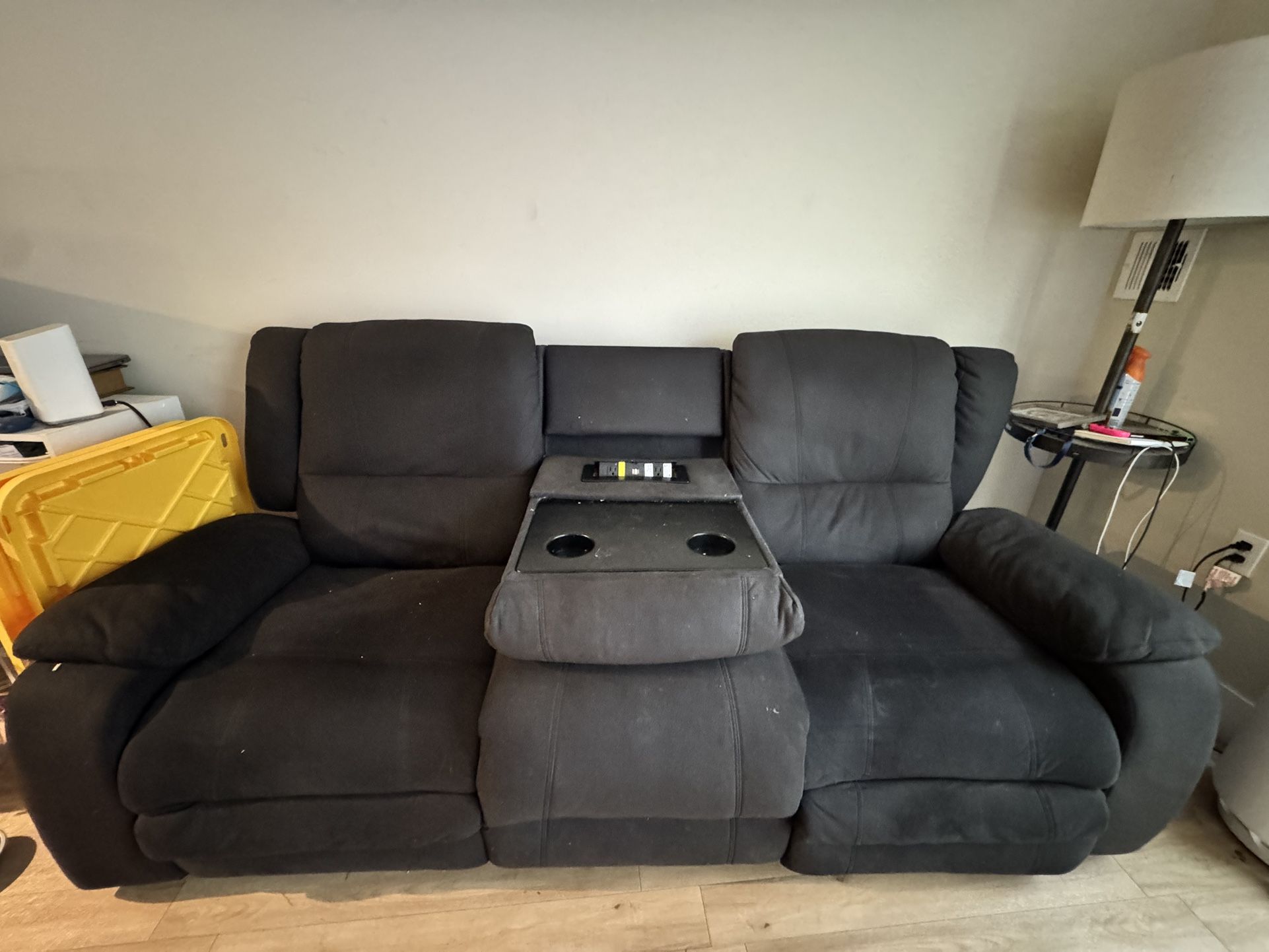 Black Microfiber Couches (Seats 5)