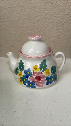 Hand-Painted Floral Ceramic Teapot