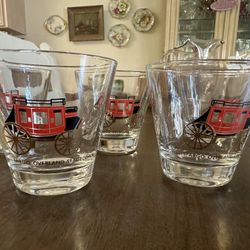 Vintage Wells Fargo Lowball Cocktail Glasses 