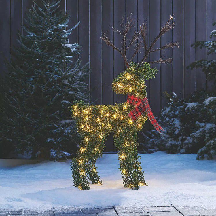 Pre-Lit Light Up Topiary Winter Garden Reindeer