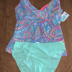 Ladies Sunsets Tankini 36DD Set Nwt