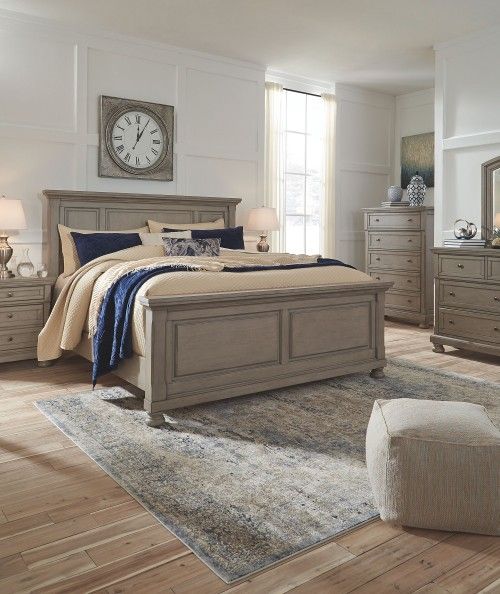 GRAY 7PC.DRESSER-MIRROR*QUEEN PANEL BED
