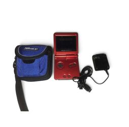 Nintendo Game Boy Advance SP Red Handheld Console W Carrying Case and Oem Charge
Model AGS-001 
Gameboy is tested and working 
Game Not included used 