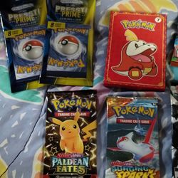Pokemon 7 Packs / Scarlet And Violet/Paldean Fates/ Surging Sparks ....