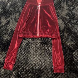 SHEIN Red Velvet Zip-Up Hoodie Jacket – Size M 