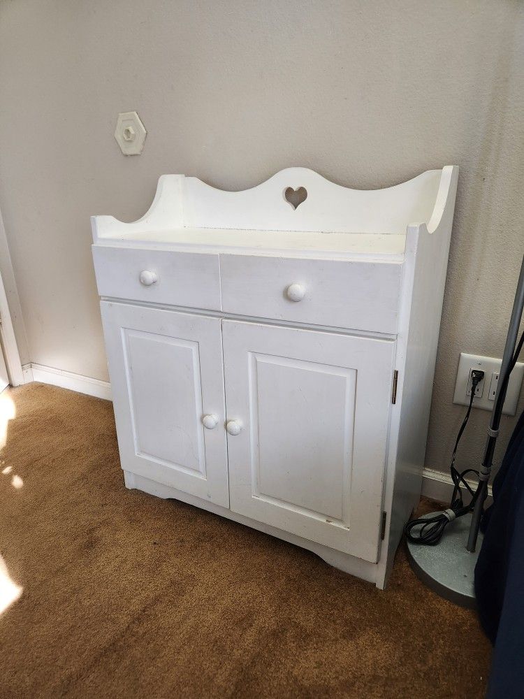 White Side Table Cabinet End Table
