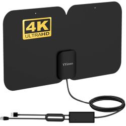 TV Antenna Indoor,HDTV Antenna TV Digital HD 4K,80 Miles Range Max,with Powerful Amplifier and 16.5 Foot Coax Cable,Patented 2021 Upgrade