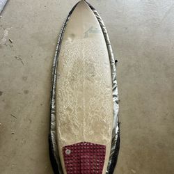 Rusty 5'10 Slayer Surfboard w/ Fins & Al Merrick Bag