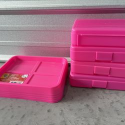$4 for (9) Pink Arts & Crafts Storage Boxes & Trays-size 7.5-9.5L