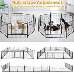 （NEW) 24-inch Tall Heavy Duty Metal Pet Dog Puppy Cat Exercise Fence Barrier Playpen Kennel, 16 Panels