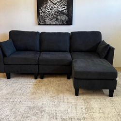 Blue 3-Seater Reversible Sectional Sofa
