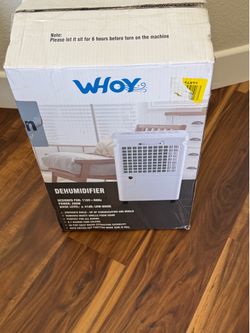 New Whoy portable dehumidifier, designed to remove 30 pints of moisture per day from homes and basements up to 3,000 sq. ft.