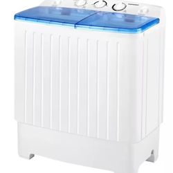 2 cu. ft. Top Load Washer Twin Tub Washing Machine with Drain Pump in White 