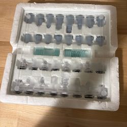 Clear Chess/checkers Board With Pieces