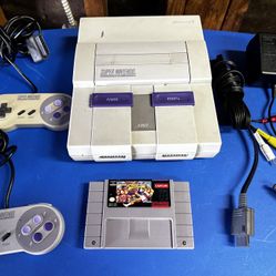 Super Nintendo Entertainment System Snes Console Bundle W/ Street Fighter II Turbo Tested