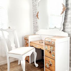 Antique Makeup Vanity & Chair