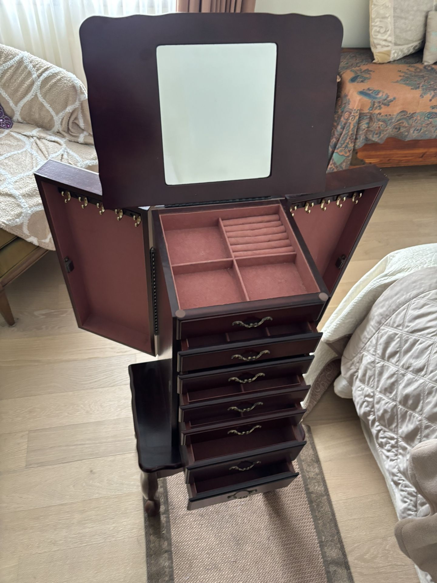 VTG Jewelry Armoire With Mirror