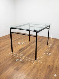 Glass Top Dining Table with Black Metal Frame