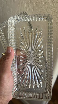 Set of 2 Very old cut glass serving dishes. Approx. 7” X  4”