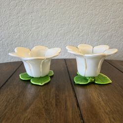 Flower Glass Hand Blown Candle Holders